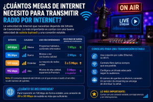 ¿Cuántos megas de Internet necesito para transmitir radio por Internet?